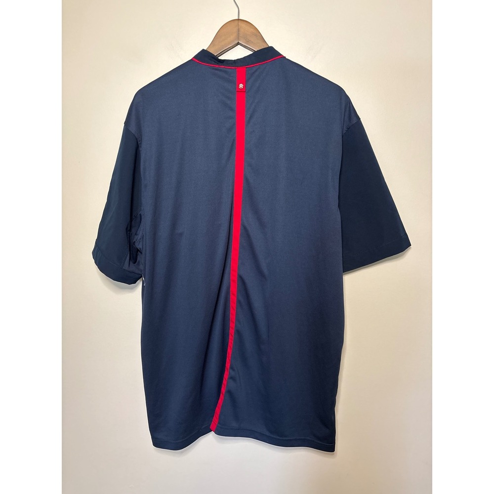 Chick-fil-A Team Style Navy Blue Red Trim Chef Coat Jacket Uniform Shirt Mens XL - Picture 2 of 7